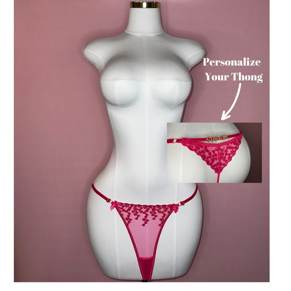 Hot Pink Heart Custom Thong - Personalized G-string - Lingerie - Custom Panty